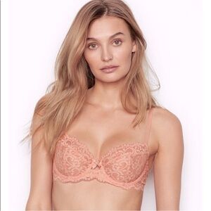 Body By Victoria Pink Lace Unlined Demi Bra Mauve Blush Pink